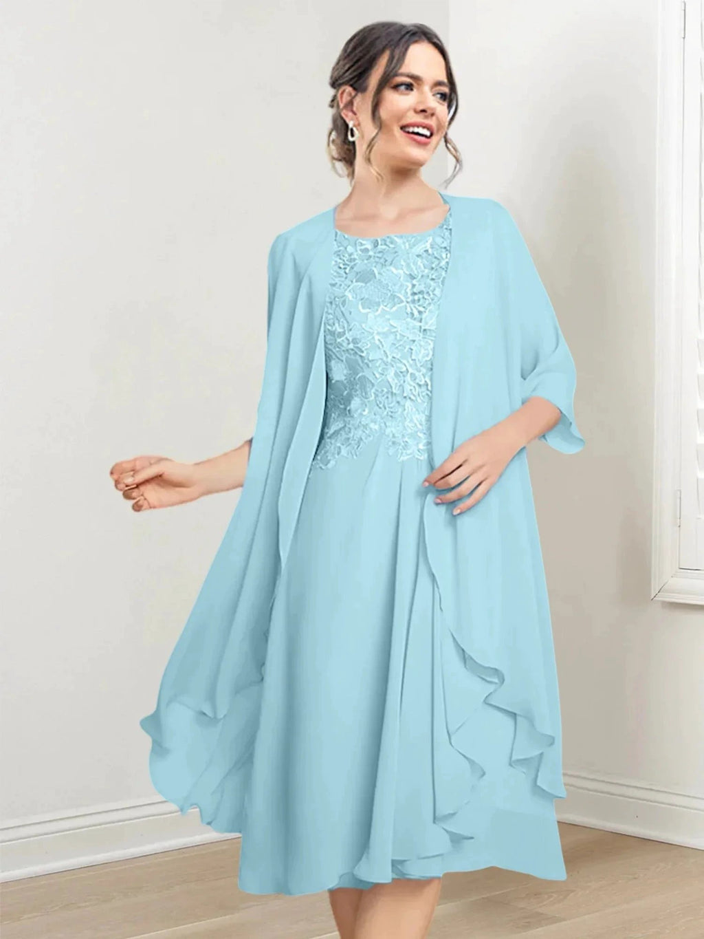 A-Line/Princess Scoop Knee-Length Mother of the Bride Dresses by Dreamylily