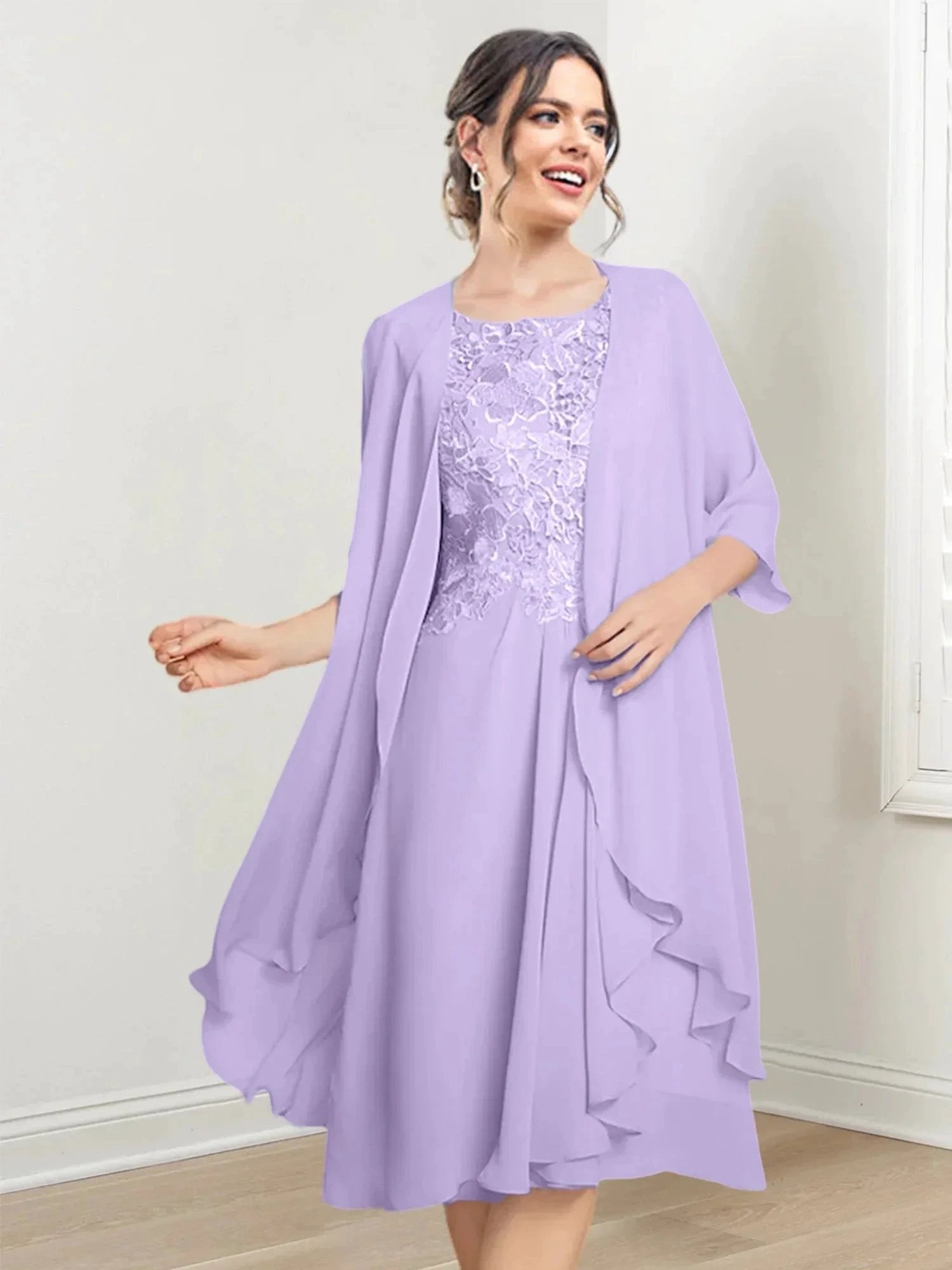 A-Line/Princess Scoop Knee-Length Mother of the Bride Dresses by Dreamylily
