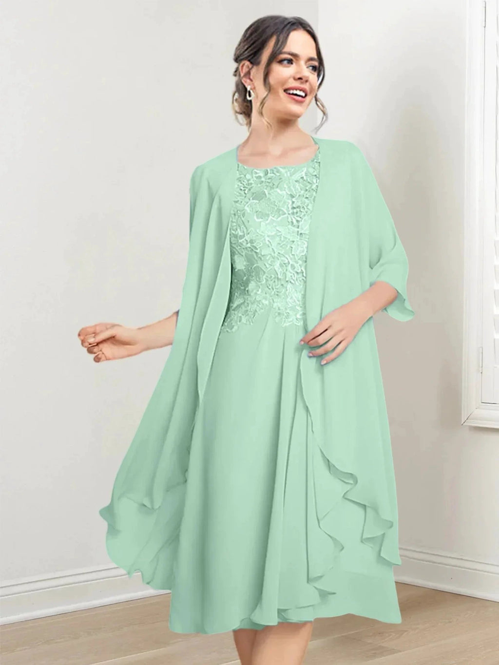 A-Line/Princess Scoop Knee-Length Mother of the Bride Dresses by Dreamylily