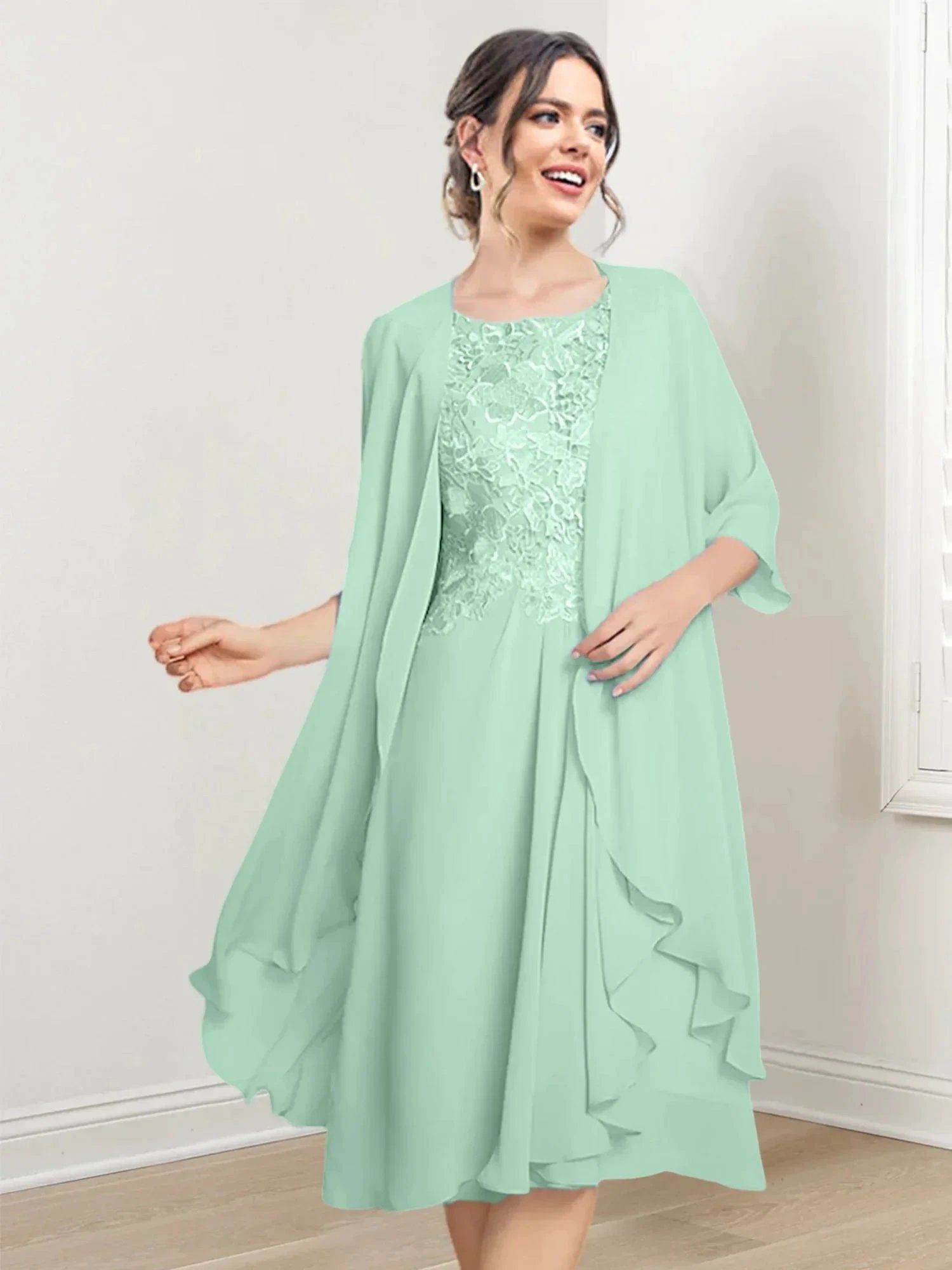 A-Line/Princess Scoop Knee-Length Mother of the Bride Dresses by Dreamylily
