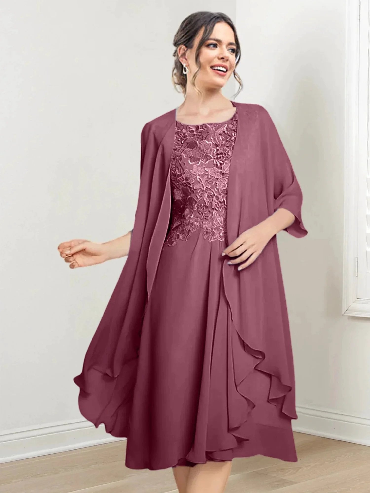A-Line/Princess Scoop Knee-Length Mother of the Bride Dresses by Dreamylily