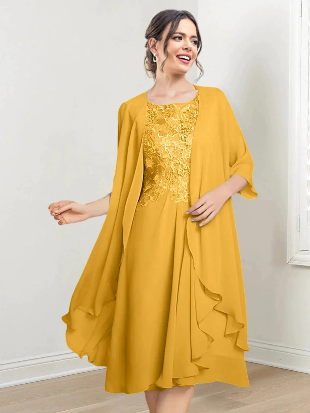 A-Line/Princess Scoop Knee-Length Mother of the Bride Dresses by Dreamylily
