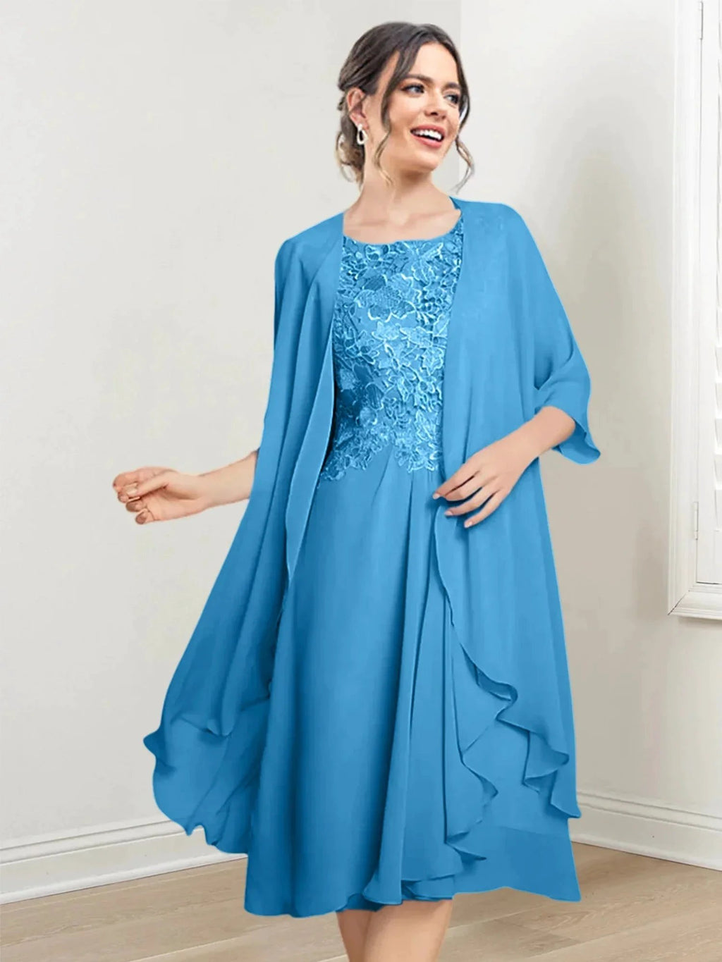 A-Line/Princess Scoop Knee-Length Mother of the Bride Dresses by Dreamylily