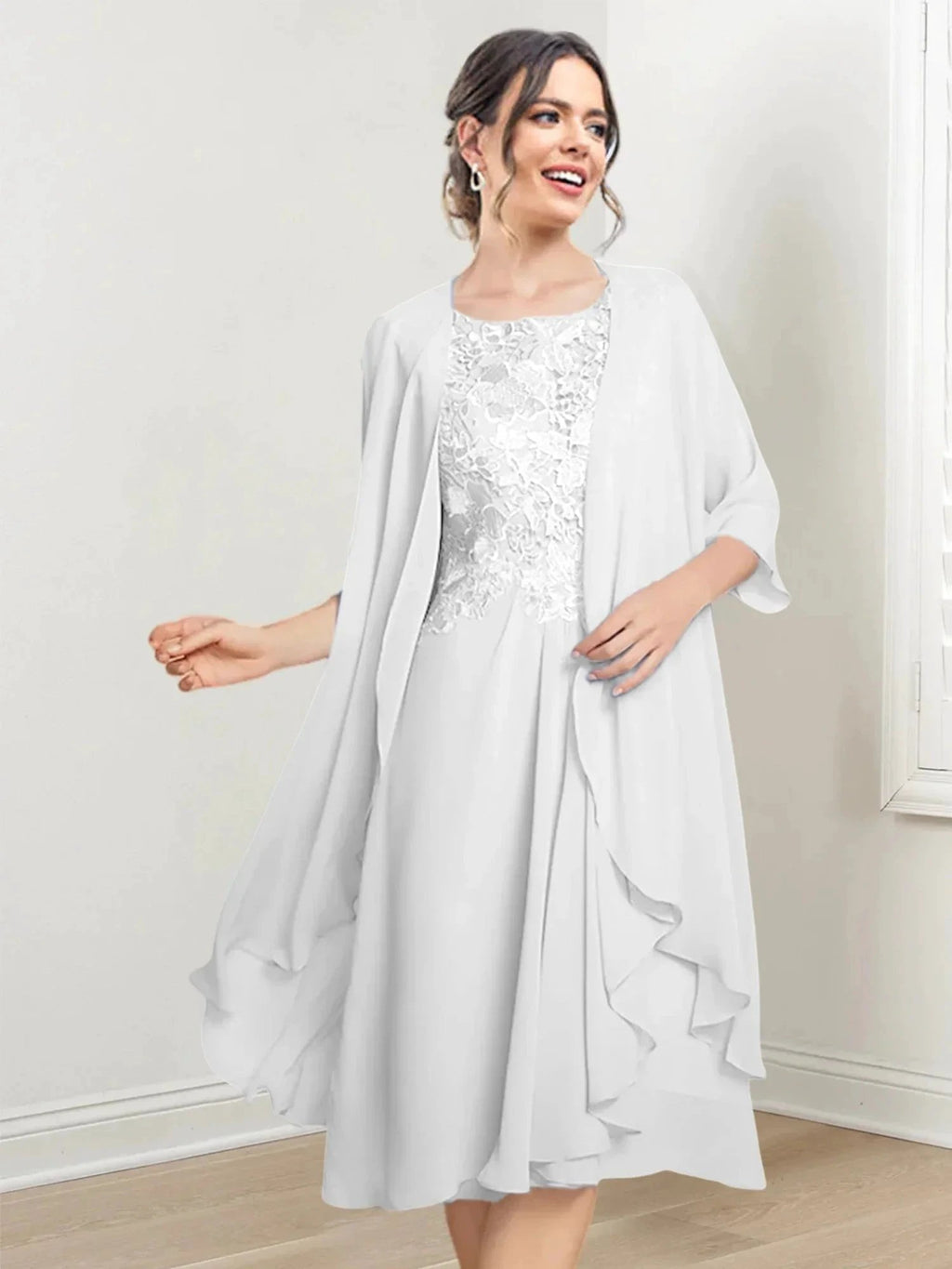 A-Line/Princess Scoop Knee-Length Mother of the Bride Dresses by Dreamylily