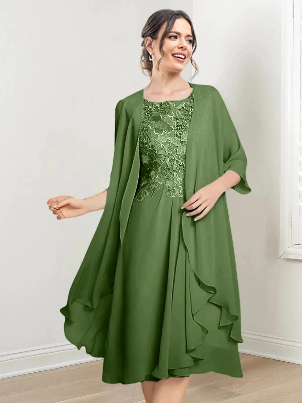A-Line/Princess Scoop Knee-Length Mother of the Bride Dresses by Dreamylily