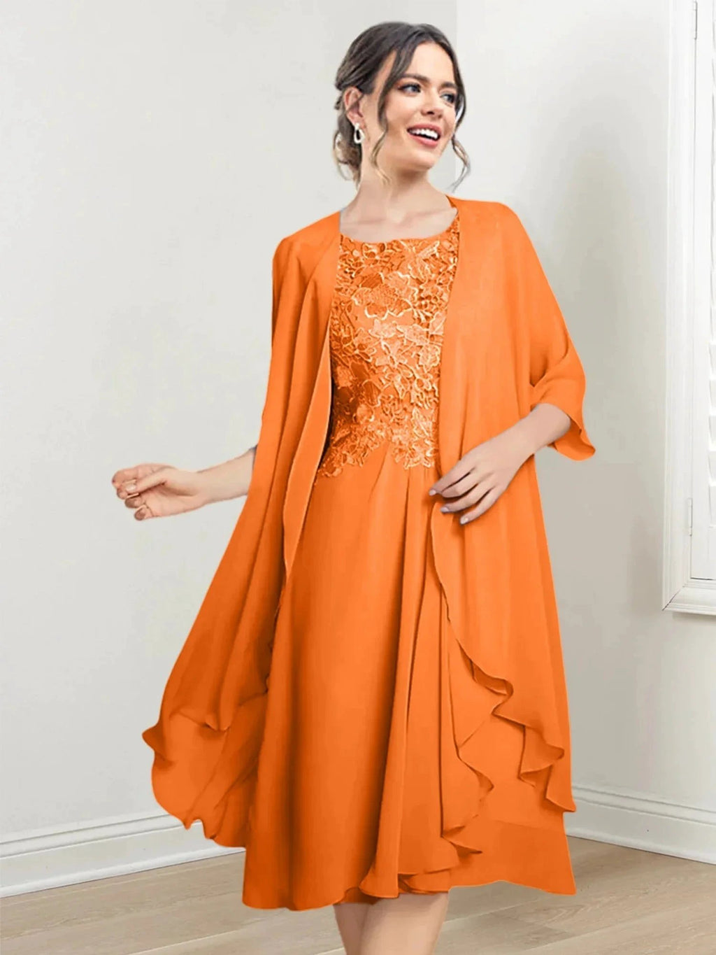 A-Line/Princess Scoop Knee-Length Mother of the Bride Dresses by Dreamylily
