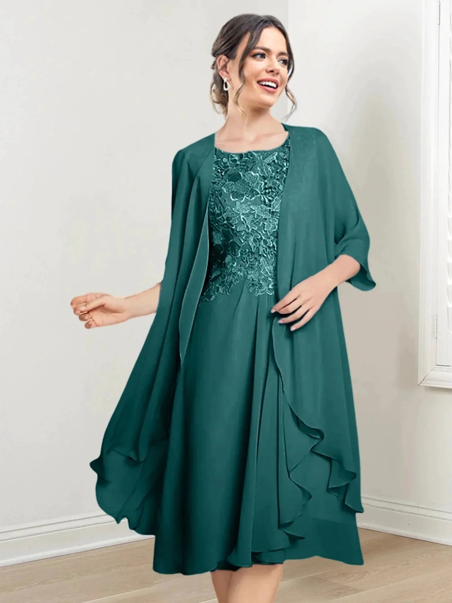 A-Line/Princess Scoop Knee-Length Mother of the Bride Dresses by Dreamylily