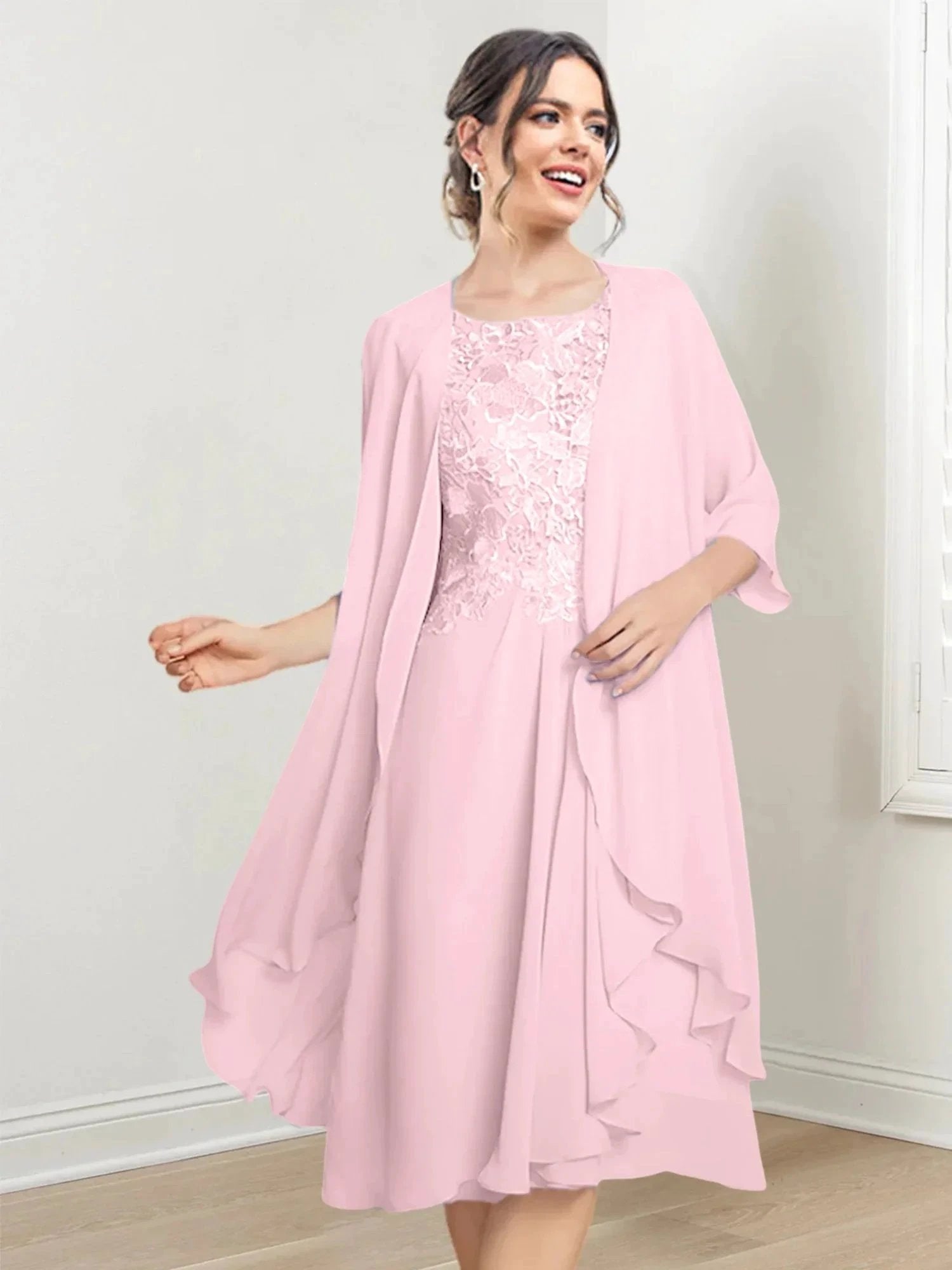 A-Line/Princess Scoop Knee-Length Mother of the Bride Dresses by Dreamylily