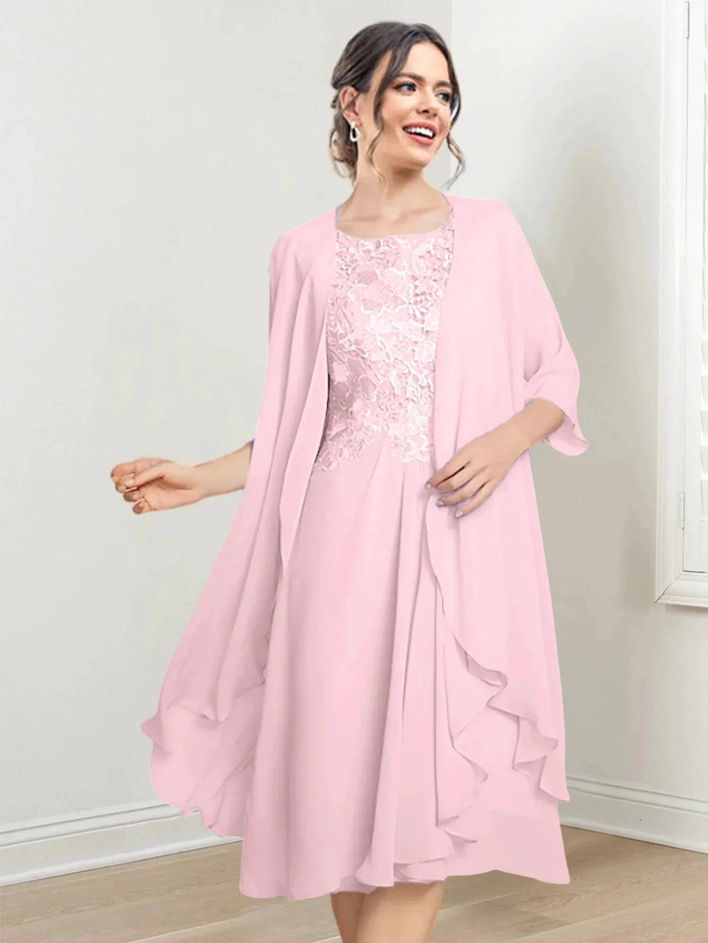 A-Line/Princess Scoop Knee-Length Mother of the Bride Dresses by Dreamylily