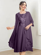 A-Line/Princess Scoop Knee-Length Mother of the Bride Dresses by Dreamylily