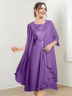 A-Line/Princess Scoop Knee-Length Mother of the Bride Dresses by Dreamylily