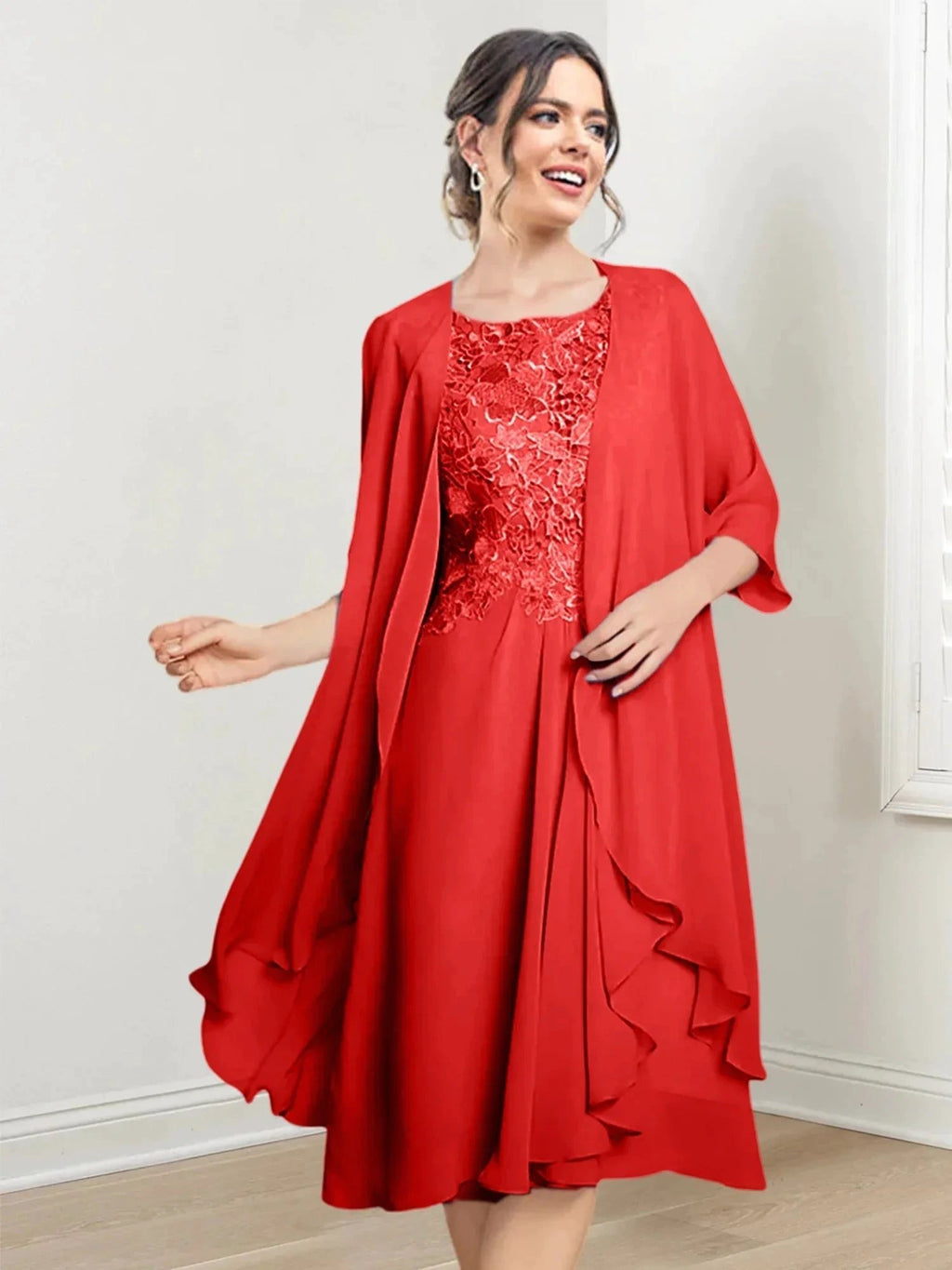A-Line/Princess Scoop Knee-Length Mother of the Bride Dresses by Dreamylily
