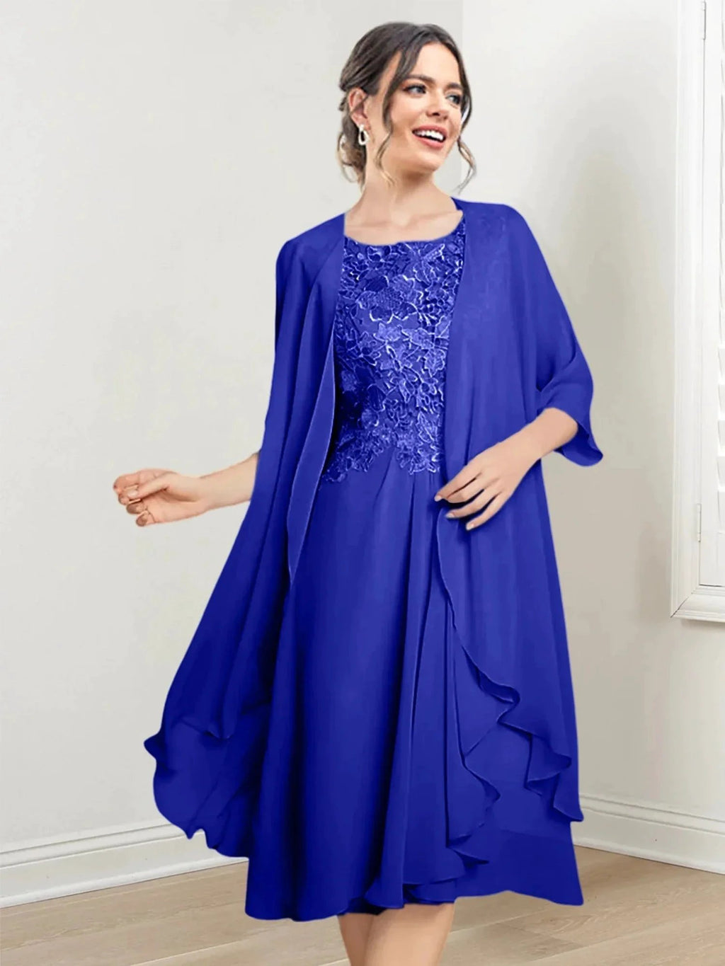 A-Line/Princess Scoop Knee-Length Mother of the Bride Dresses by Dreamylily