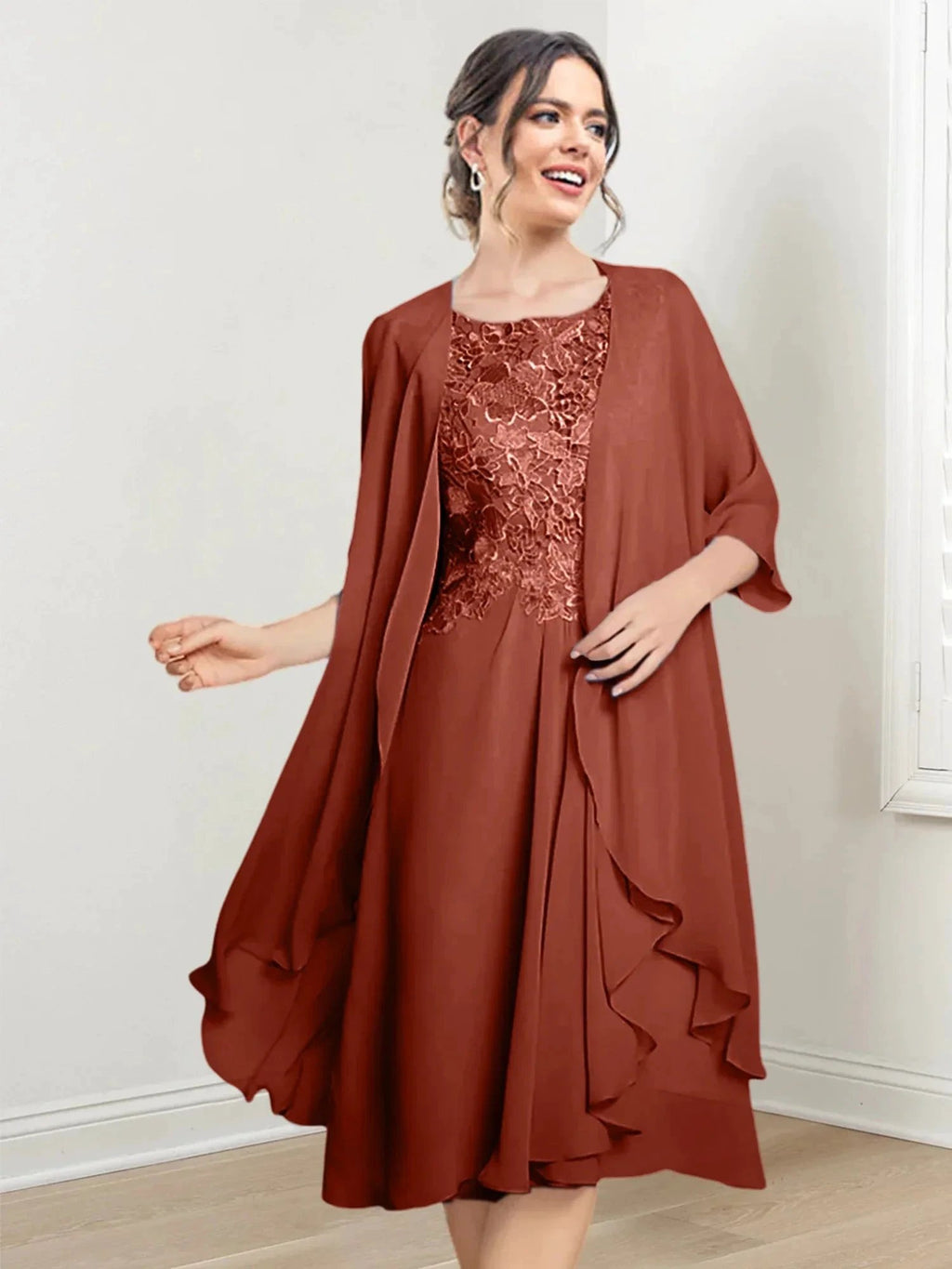 A-Line/Princess Scoop Knee-Length Mother of the Bride Dresses by Dreamylily