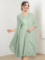 A-Line/Princess Scoop Knee-Length Mother of the Bride Dresses by Dreamylily