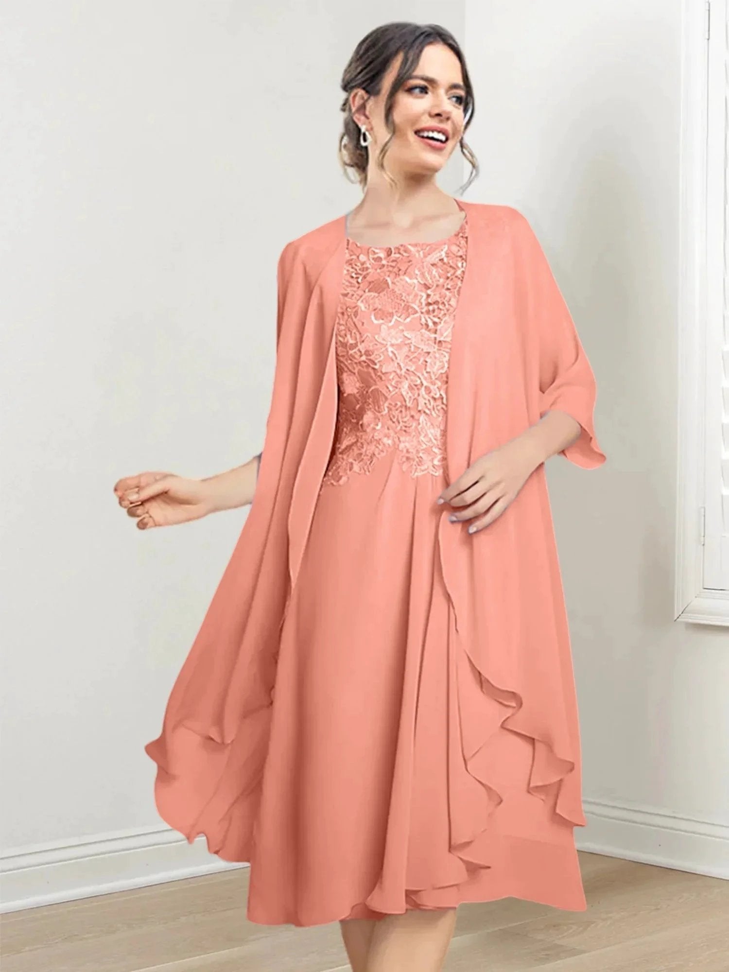 A-Line/Princess Scoop Knee-Length Mother of the Bride Dresses by Dreamylily