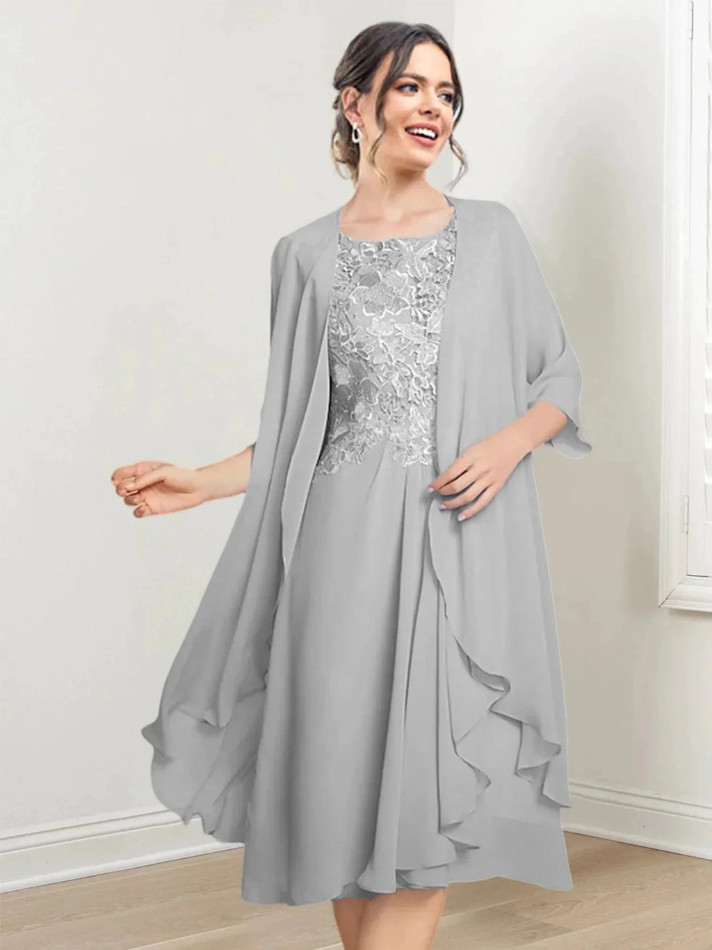 A-Line/Princess Scoop Knee-Length Mother of the Bride Dresses by Dreamylily
