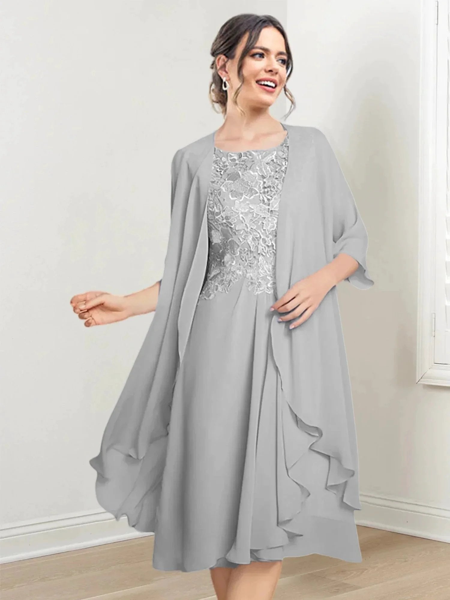 A-Line/Princess Scoop Knee-Length Mother of the Bride Dresses by Dreamylily