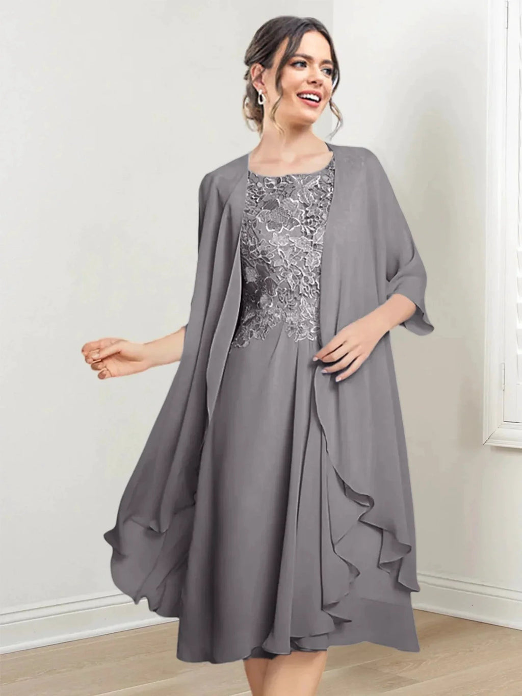 A-Line/Princess Scoop Knee-Length Mother of the Bride Dresses by Dreamylily