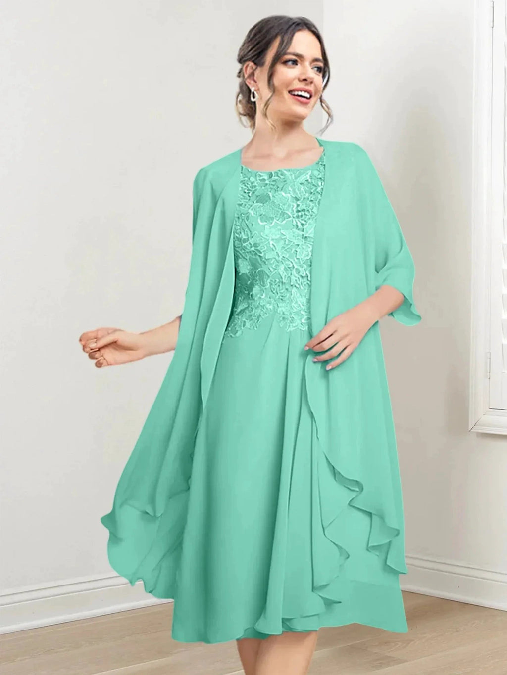 A-Line/Princess Scoop Knee-Length Mother of the Bride Dresses by Dreamylily