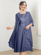 A-Line/Princess Scoop Knee-Length Mother of the Bride Dresses by Dreamylily