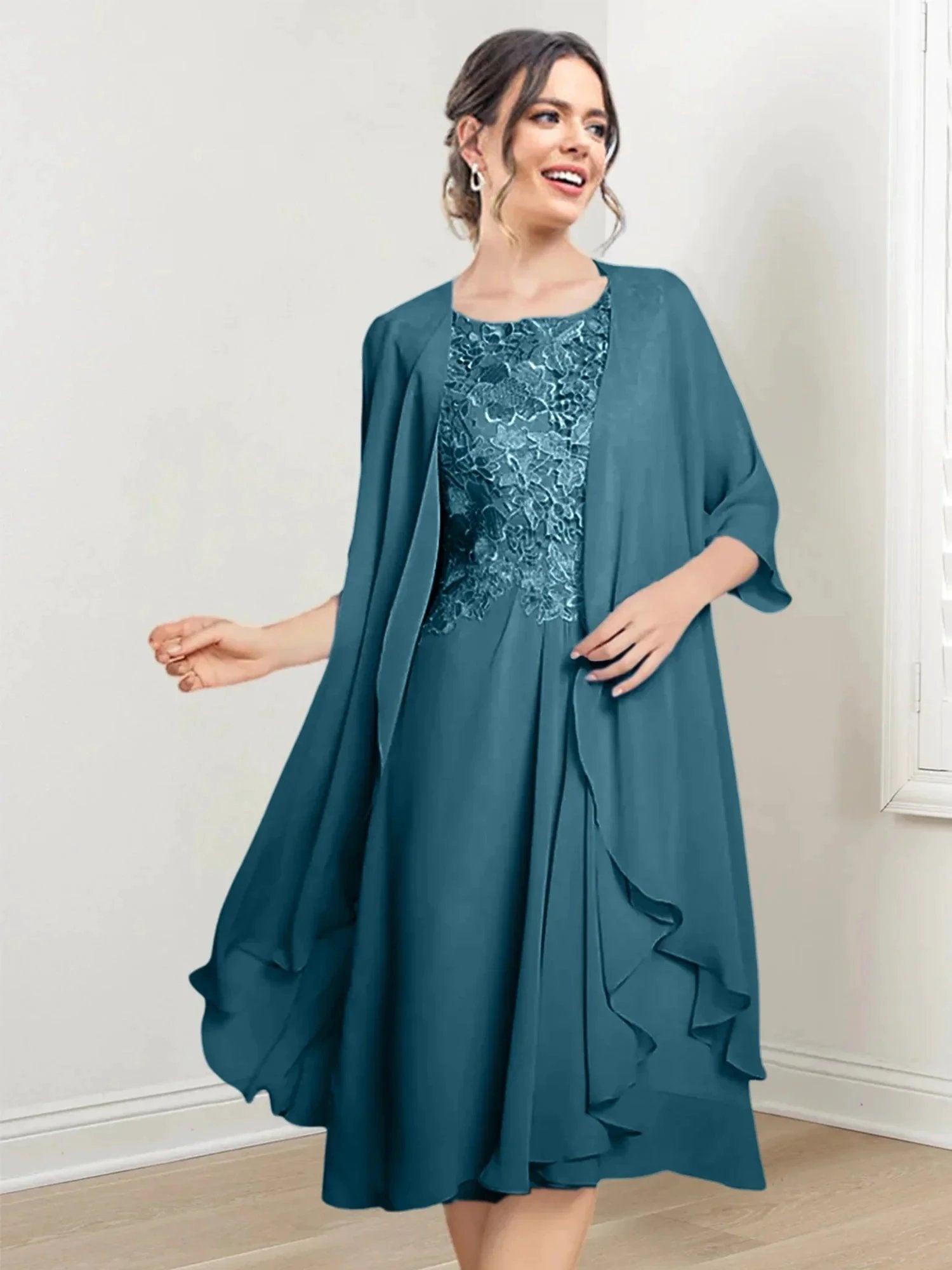 A-Line/Princess Scoop Knee-Length Mother of the Bride Dresses by Dreamylily