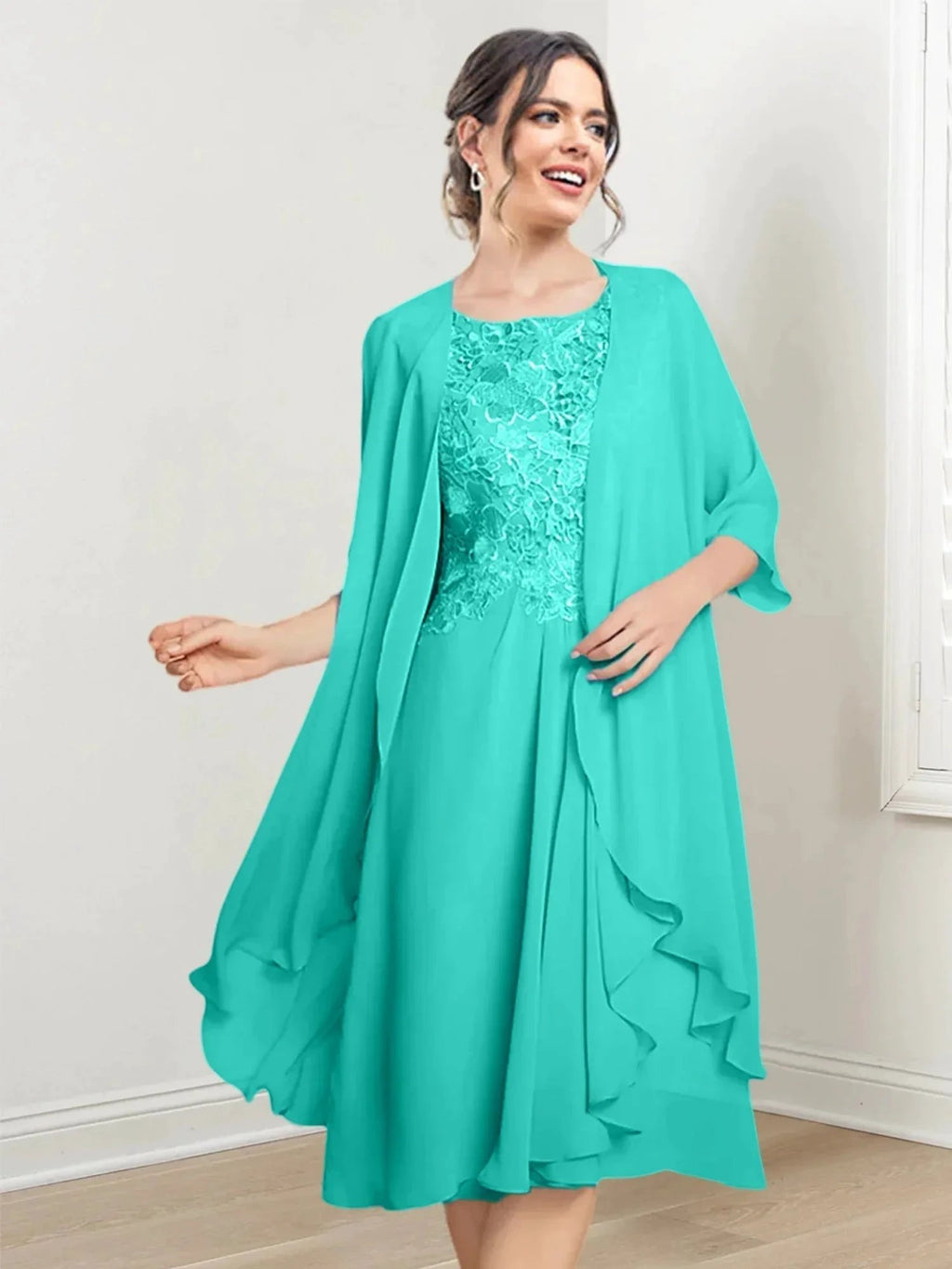 A-Line/Princess Scoop Knee-Length Mother of the Bride Dresses by Dreamylily