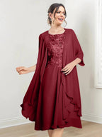 A-Line/Princess Scoop Knee-Length Mother of the Bride Dresses by Dreamylily