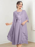 A-Line/Princess Scoop Knee-Length Mother of the Bride Dresses by Dreamylily