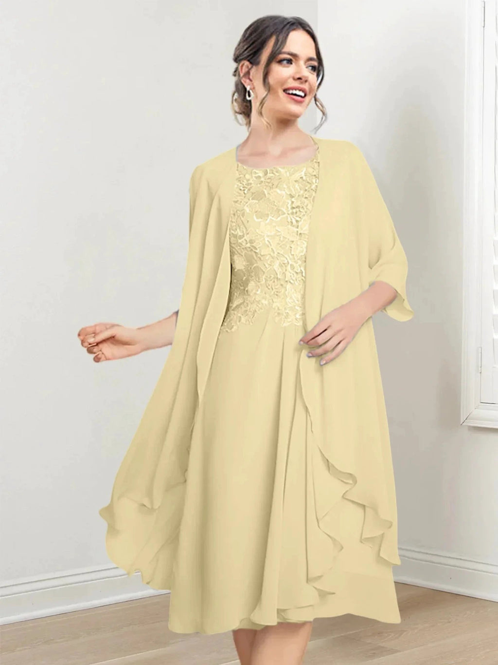 A-Line/Princess Scoop Knee-Length Mother of the Bride Dresses by Dreamylily