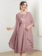 A-Line/Princess Scoop Knee-Length Mother of the Bride Dresses by Dreamylily