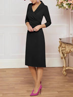 Sheath/Column V-Neck Knee-Length Mother of the Bride Dresses by Dreamylily