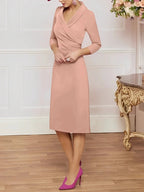 Sheath/Column V-Neck Knee-Length Mother of the Bride Dresses by Dreamylily