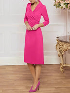 Sheath/Column V-Neck Knee-Length Mother of the Bride Dresses by Dreamylily