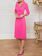 Sheath/Column V-Neck Knee-Length Mother of the Bride Dresses by Dreamylily
