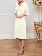 Sheath/Column V-Neck Knee-Length Mother of the Bride Dresses by Dreamylily