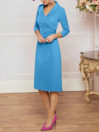 Sheath/Column V-Neck Knee-Length Mother of the Bride Dresses by Dreamylily