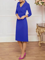 Sheath/Column V-Neck Knee-Length Mother of the Bride Dresses by Dreamylily