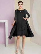 A-Line/Princess Jewel Neck Knee-Length Mother of the Bride Dresses by Dreamylily