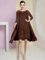 A-Line/Princess Jewel Neck Knee-Length Mother of the Bride Dresses by Dreamylily