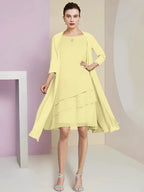 A-Line/Princess Jewel Neck Knee-Length Mother of the Bride Dresses by Dreamylily