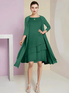 A-Line/Princess Jewel Neck Knee-Length Mother of the Bride Dresses by Dreamylily
