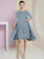 A-Line/Princess Jewel Neck Knee-Length Mother of the Bride Dresses by Dreamylily