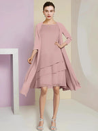 A-Line/Princess Jewel Neck Knee-Length Mother of the Bride Dresses by Dreamylily
