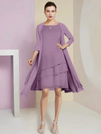 A-Line/Princess Jewel Neck Knee-Length Mother of the Bride Dresses by Dreamylily