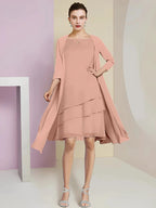 A-Line/Princess Jewel Neck Knee-Length Mother of the Bride Dresses by Dreamylily