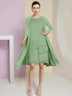 A-Line/Princess Jewel Neck Knee-Length Mother of the Bride Dresses by Dreamylily