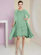 A-Line/Princess Jewel Neck Knee-Length Mother of the Bride Dresses by Dreamylily
