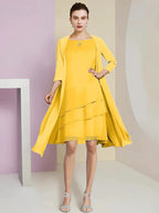 A-Line/Princess Jewel Neck Knee-Length Mother of the Bride Dresses by Dreamylily