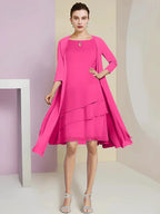 A-Line/Princess Jewel Neck Knee-Length Mother of the Bride Dresses by Dreamylily